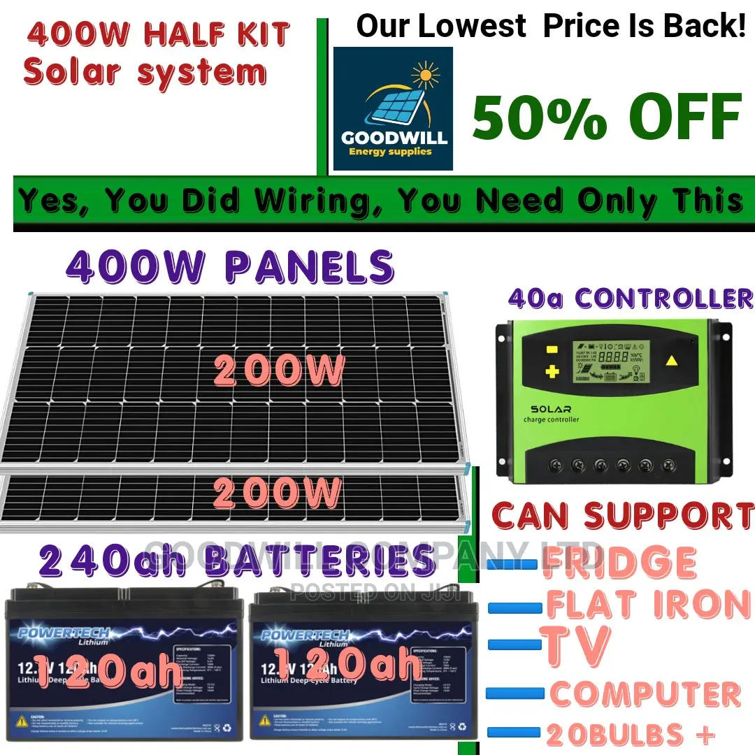 400w Solar Kit (Half Kit With 240ah Batteries)