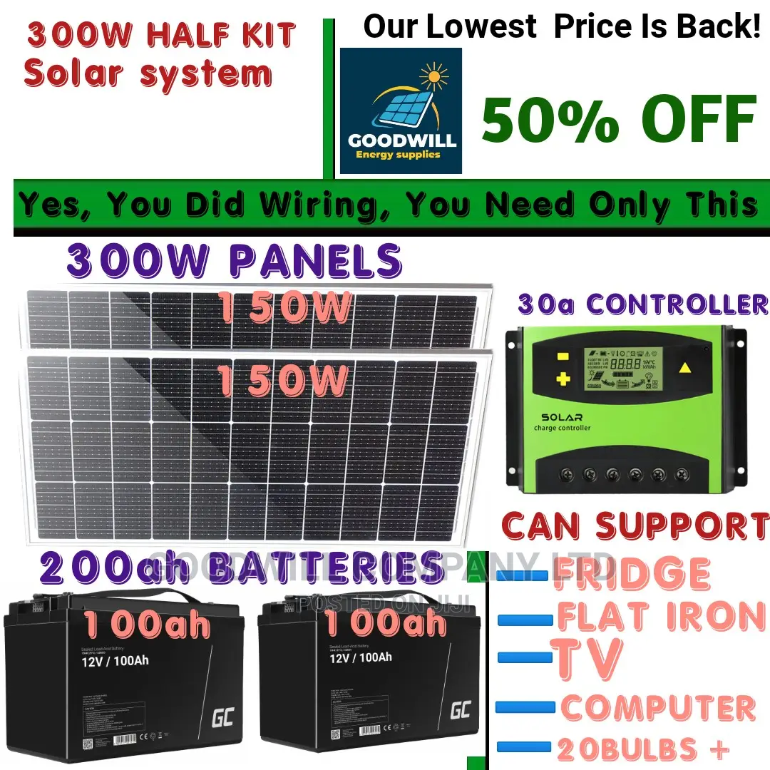 300w Solar Kit (Half Kit With 200ah Batteries) in Central Division