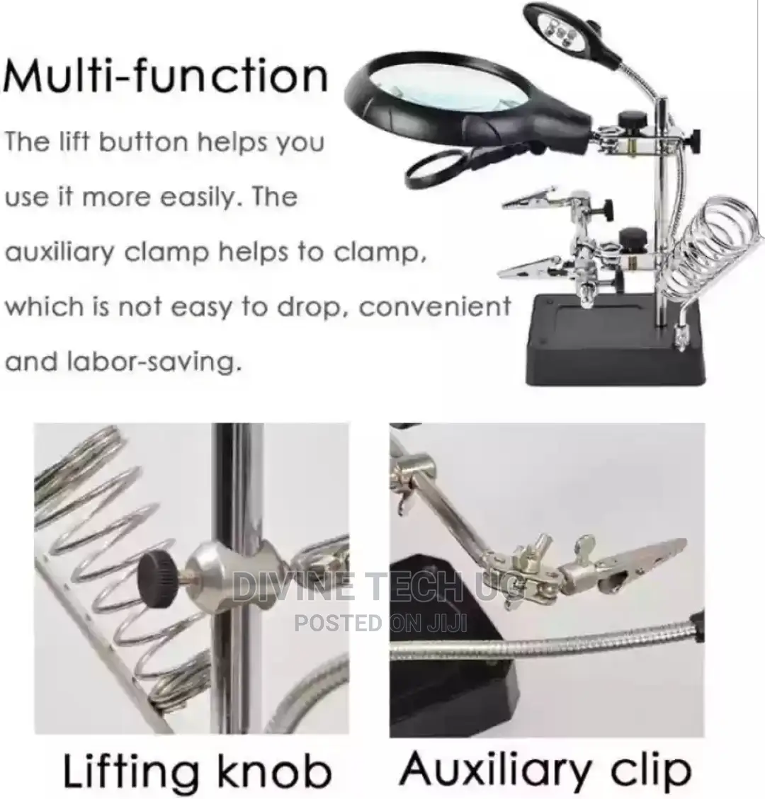 Magnifier Station With Led Lights Auxiliary Clamp
