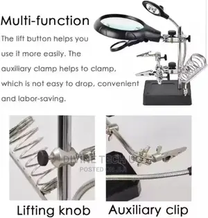Magnifier Station With Led Lights Auxiliary Clamp