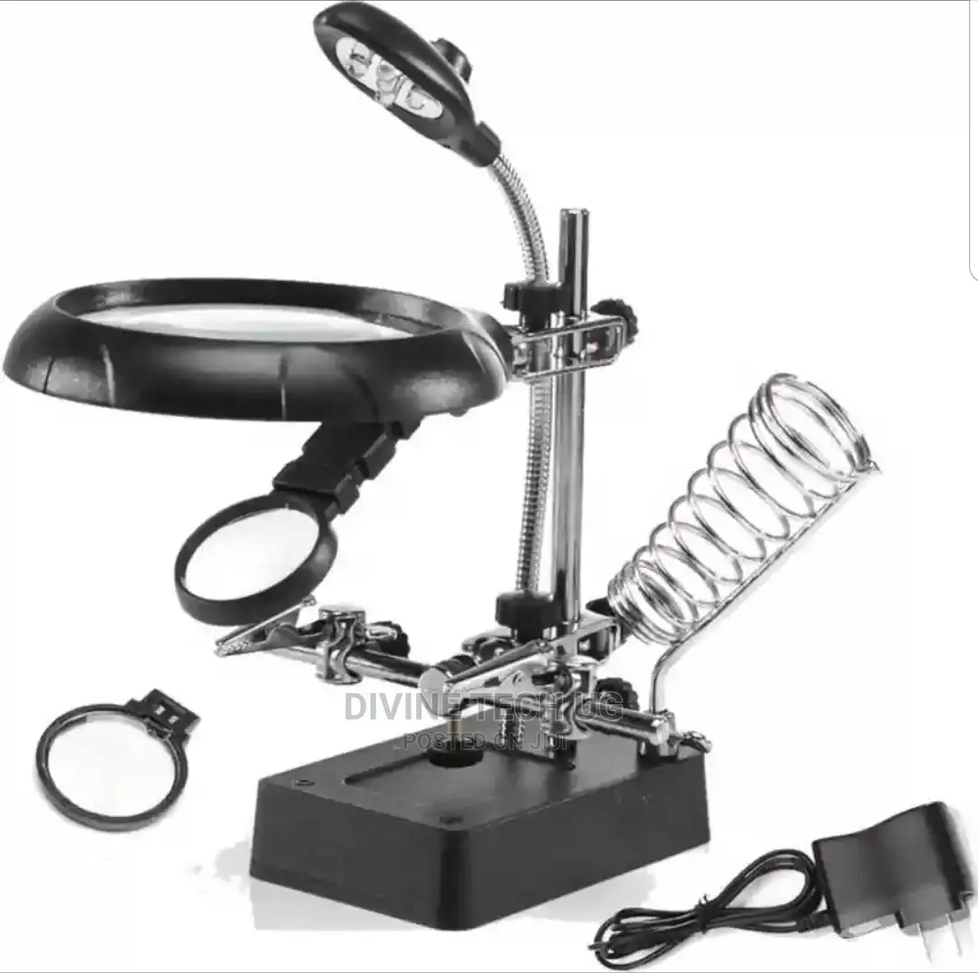 Magnifier Station With Led Lights Auxiliary Clamp