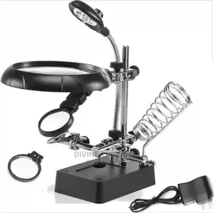 Magnifier Station With Led Lights Auxiliary Clamp