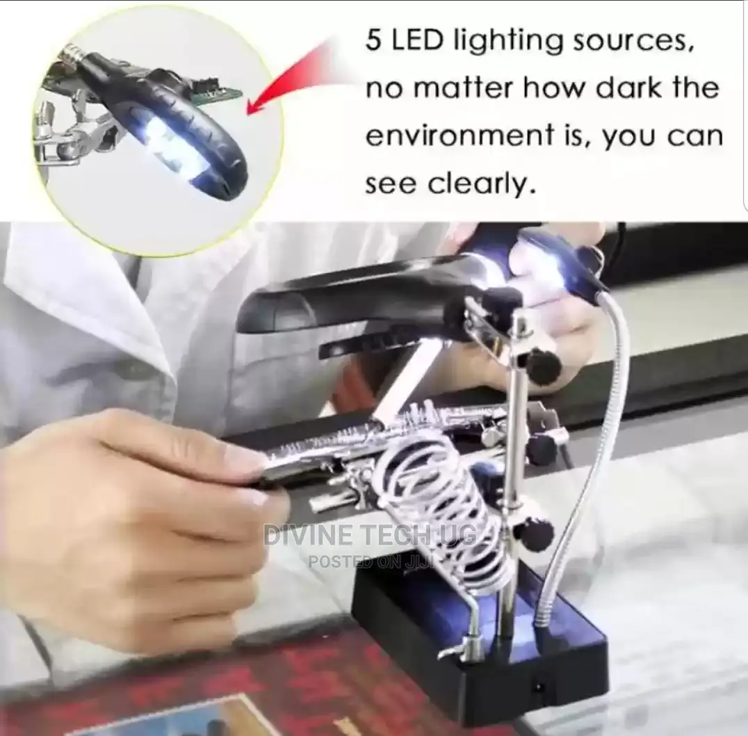 Magnifier Station With Led Lights Auxiliary Clamp