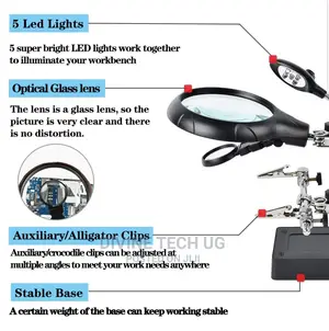 Magnifier Station With Led Lights Auxiliary Clamp