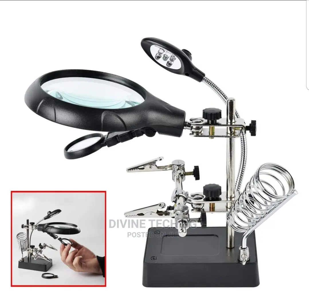 Magnifier Station With Led Lights Auxiliary Clamp
