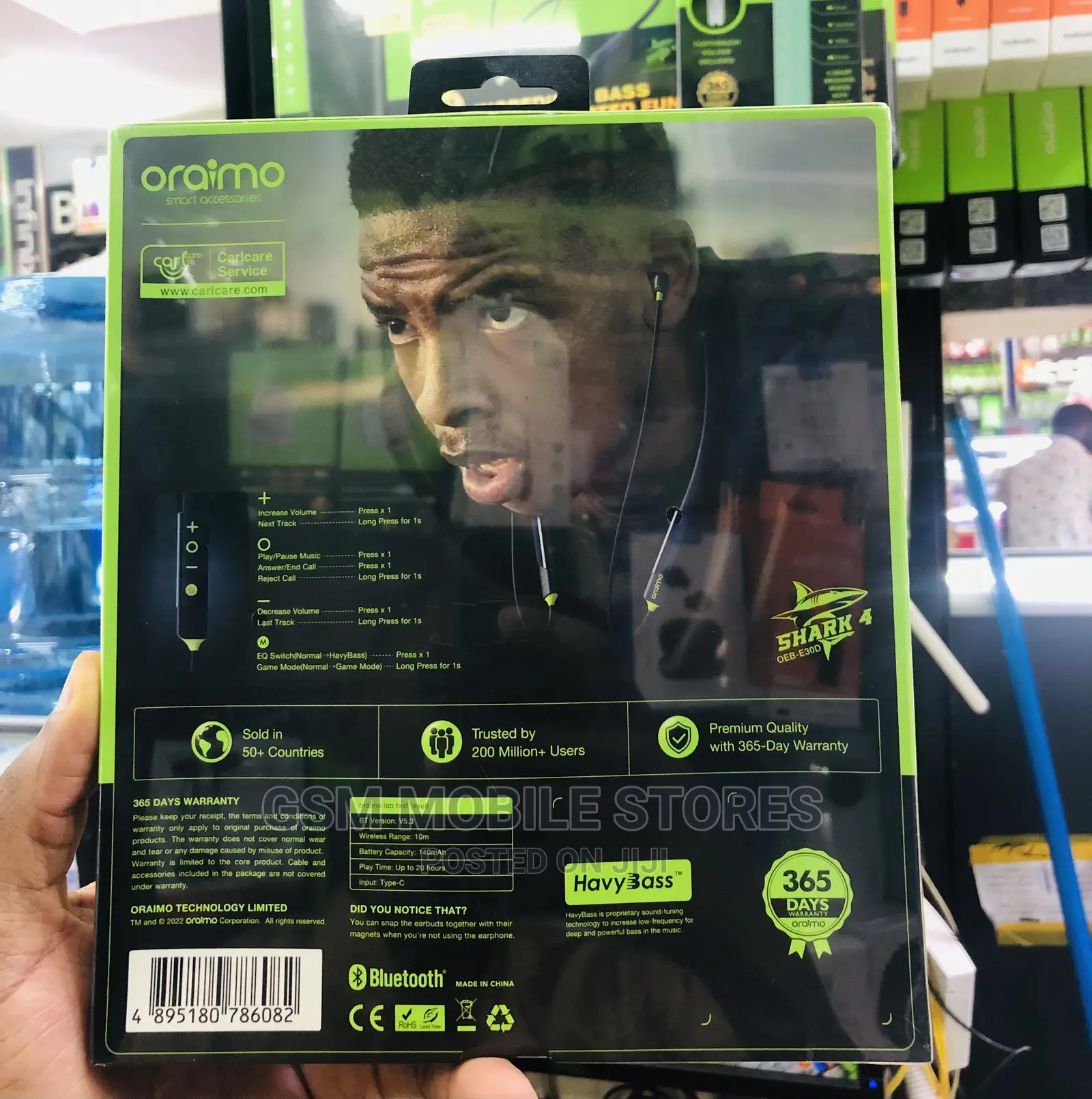 Oraimo Shark 4 Neckband Wireless Bass Earphones - Blue