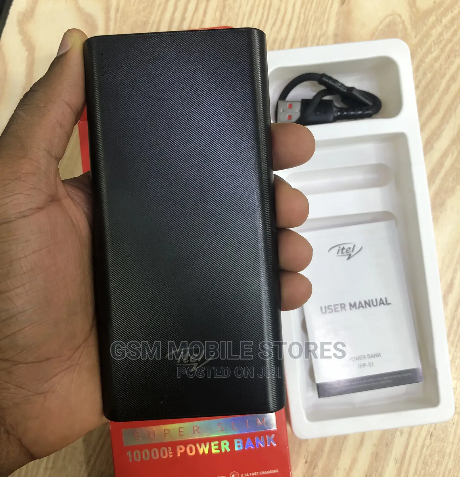 10000mah Super Slim ITEL Power Bank - Black