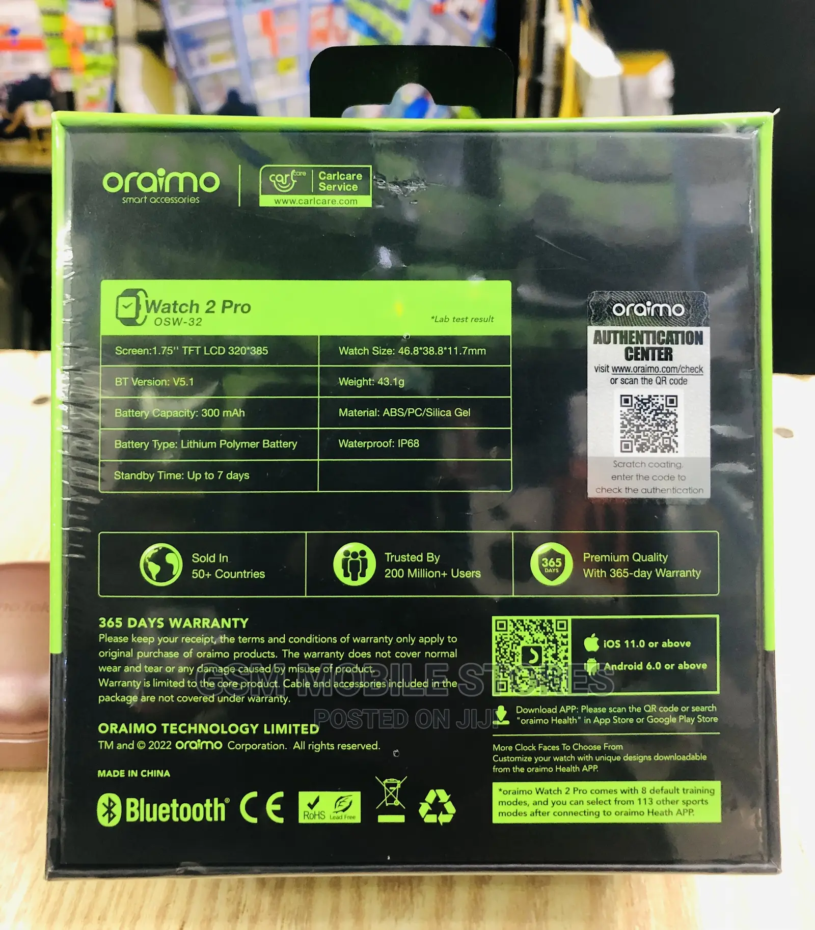 Oraimo Watch 2 Pro BT Call Quickly Reply Health Monitor