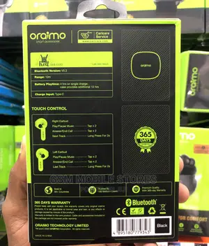 Oraimo Roll True Wireless Earbuds Roll With Tunes - Black