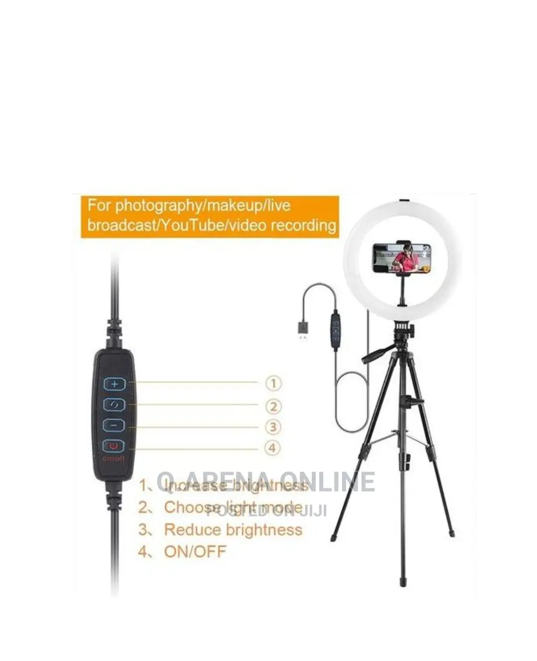 USB Chargere Selfie Ring Light With Tripod Stand