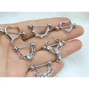 1pair Nipple Rings Titanium Nipple Piercings Barbell 14G