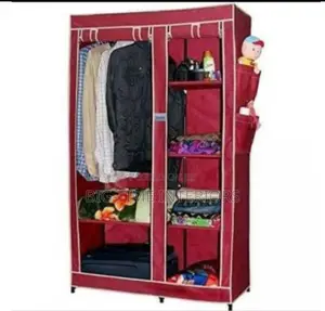 Maroon 2 Column Wood and Clothe Closet
