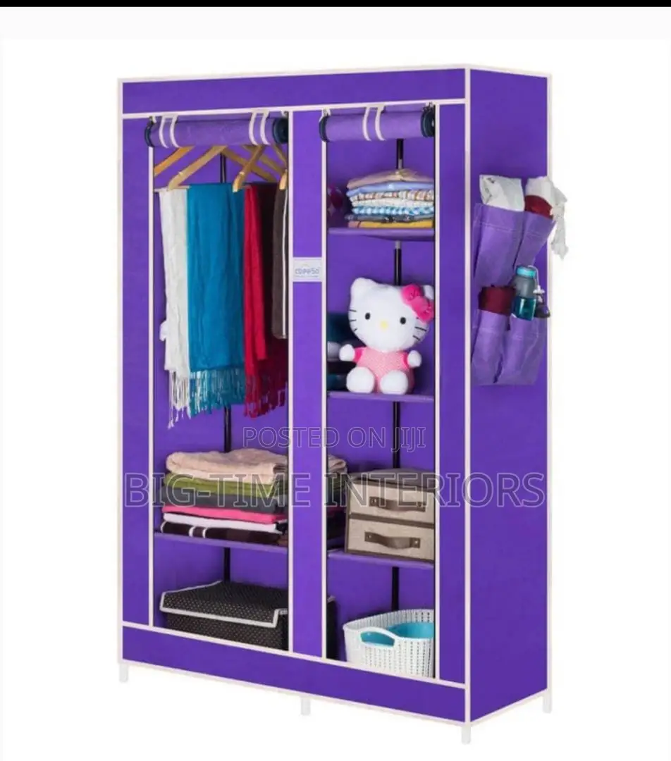 Purple 2 Column Wood and Clothe Closets