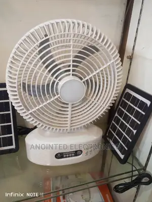 Table Rechargeable Fan With a Soler Panel and Bulb's
