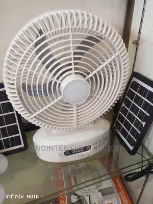 Table Rechargeable Fan With a Soler Panel and Bulb's