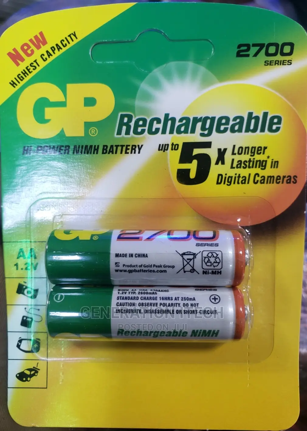 GP Rechargeable 2700mah AA High Power Battery
