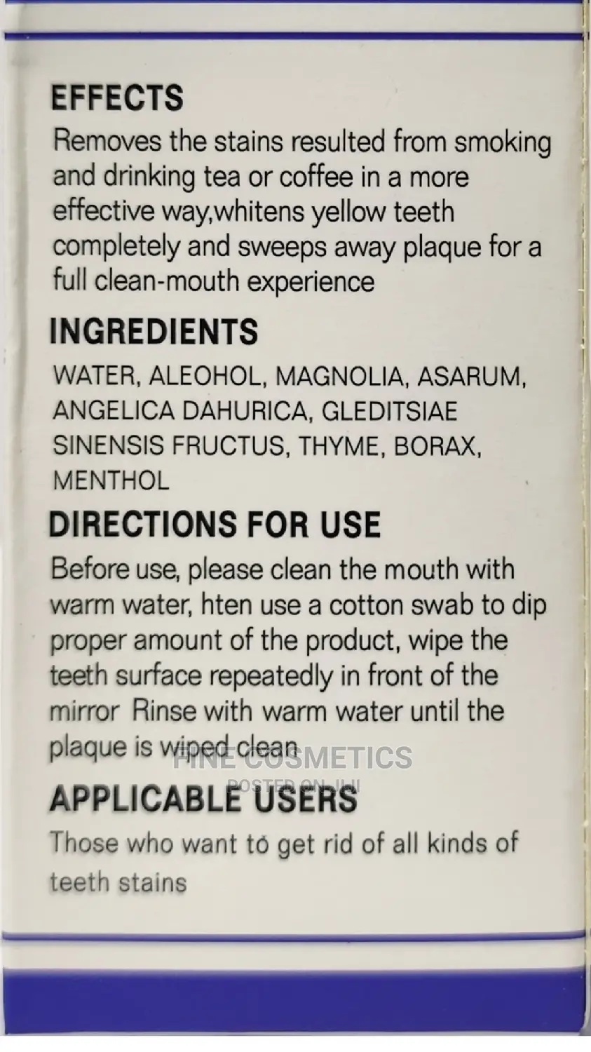 Vaseina Teeth Whitening Essence + Swabs Remove Plaque Stain