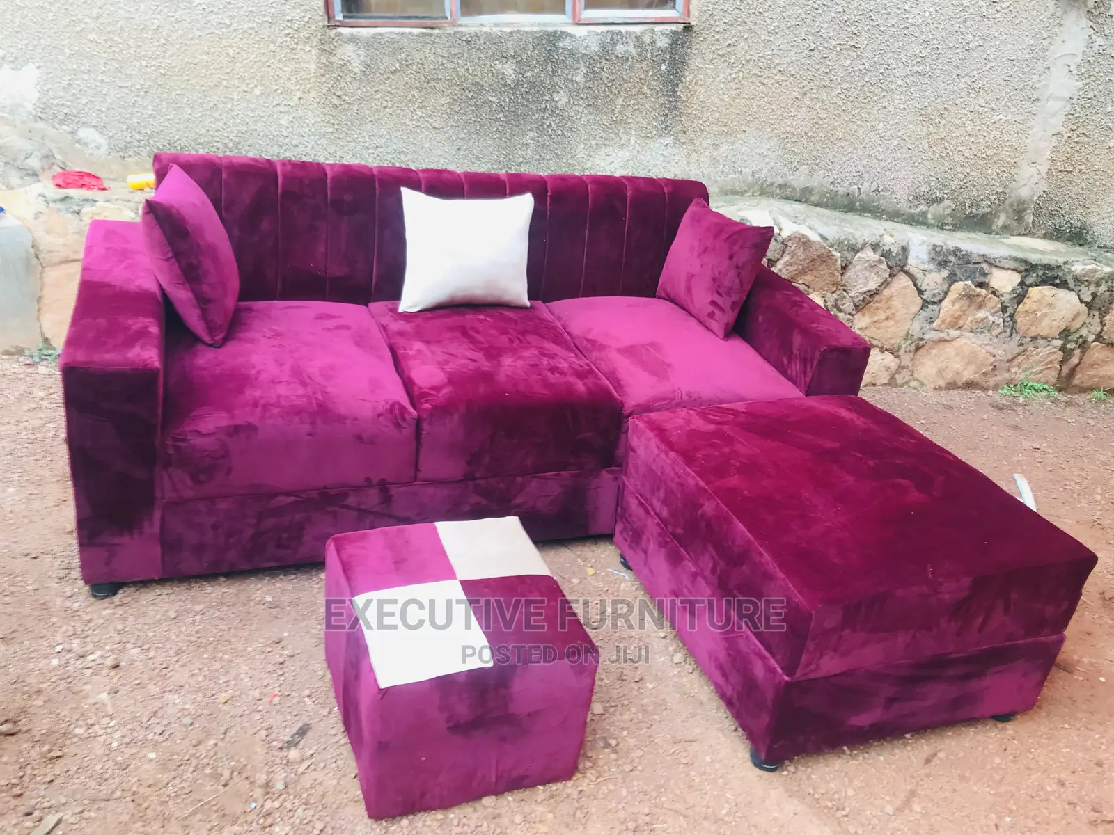 Mini Maroon Striped Sofa