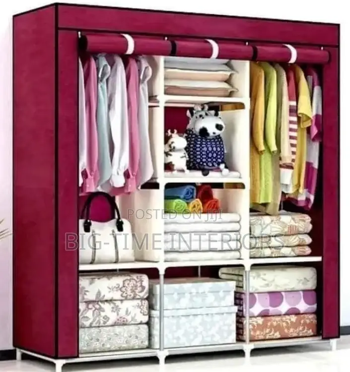 3 Column Wood and Clothe Closets- Maroon