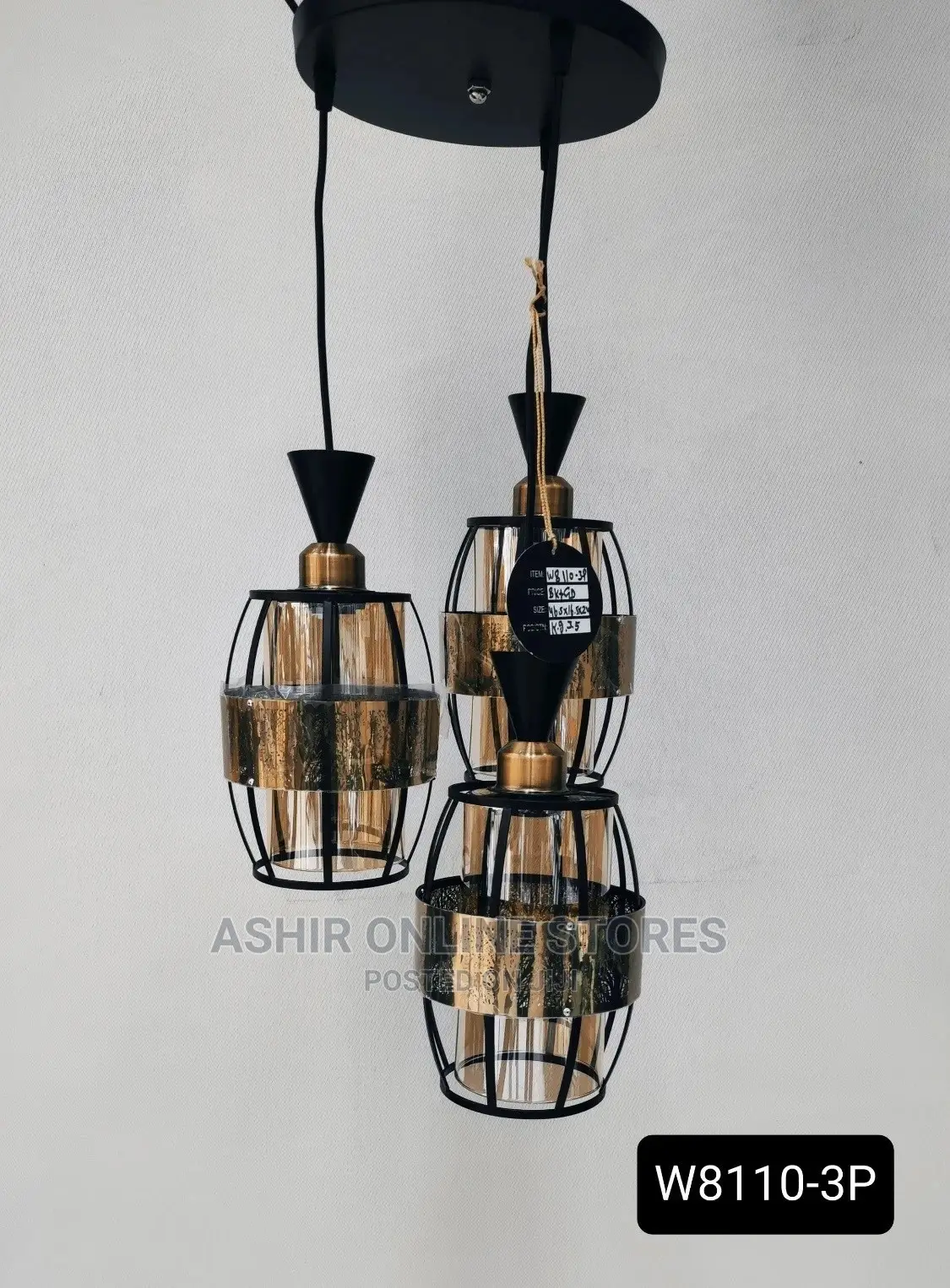 Black Gold Pendant Lamp Holder
