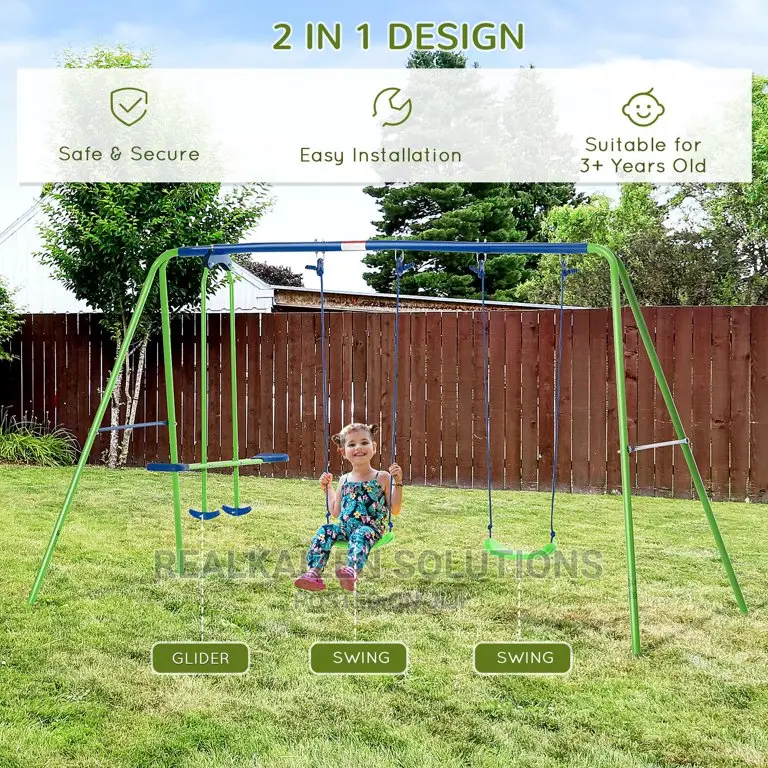 BOUNCEPRO Outdoor Double Swing And Seesaw Glider Play Set