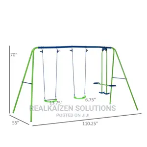 BOUNCEPRO Outdoor Double Swing And Seesaw Glider Play Set