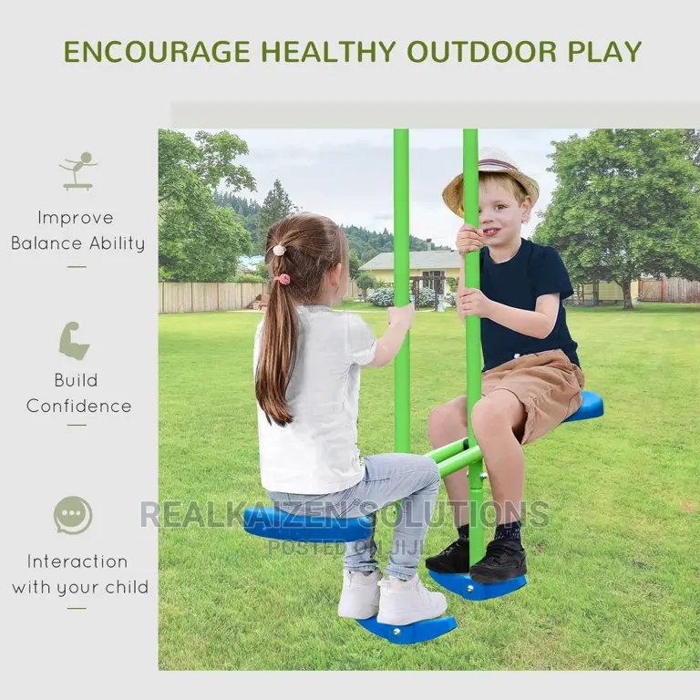 BOUNCEPRO Outdoor Double Swing And Seesaw Glider Play Set