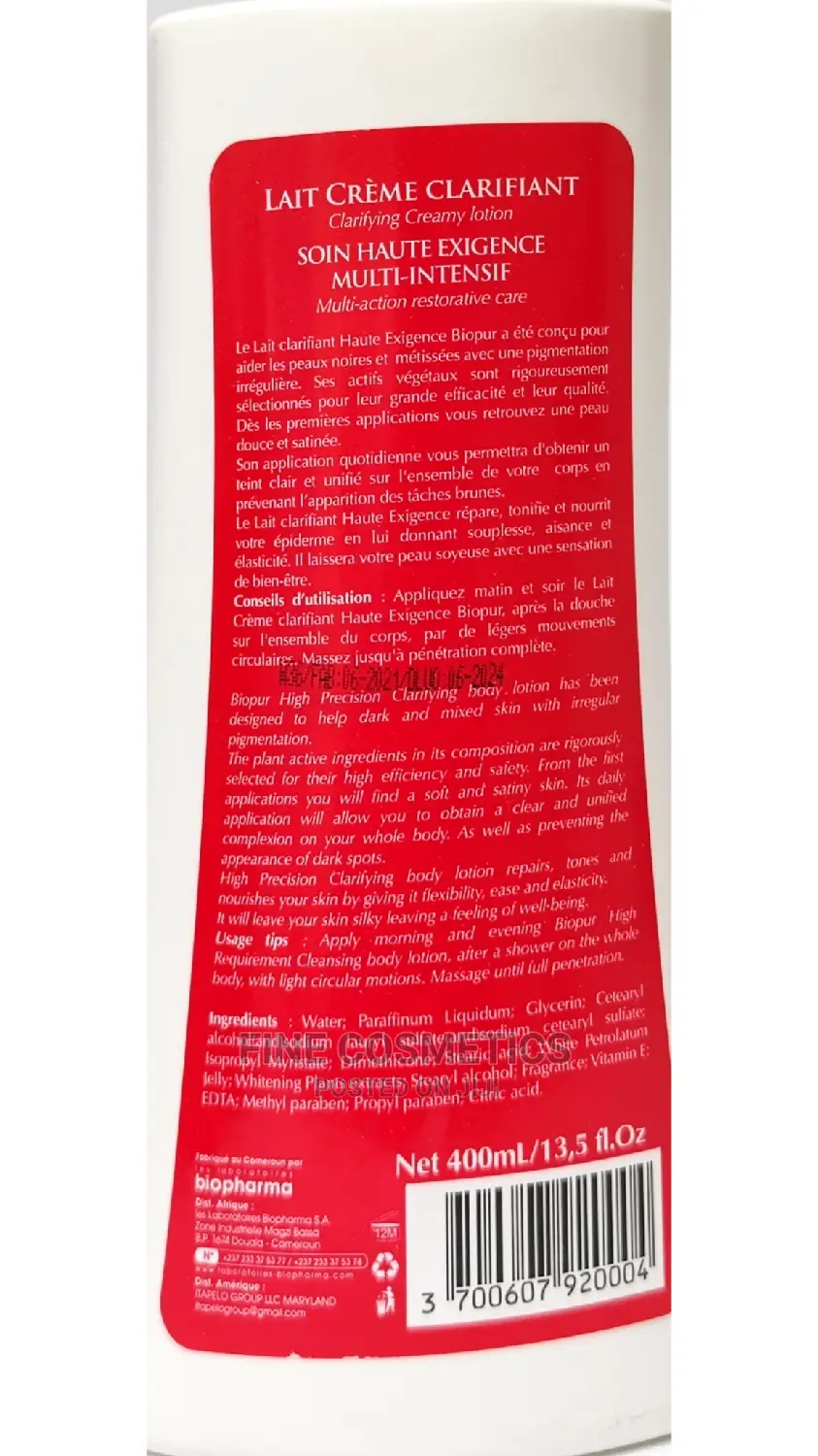 Original Biopur Paris Super Whitening Restorative Lotion 400