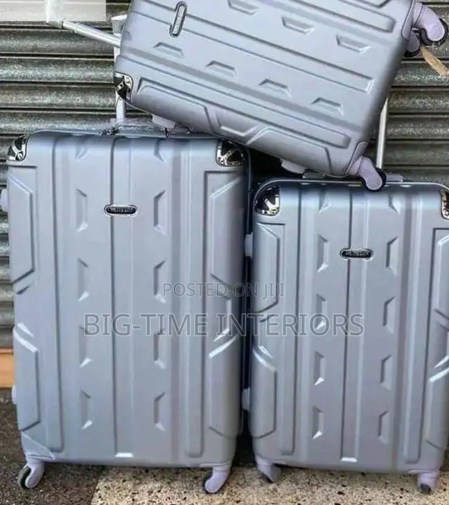 3in 1 Classy Plate Suitcase Set- Gray