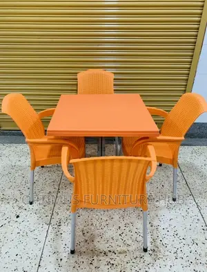 Orange Plastic Set (4 Chairs, Table)