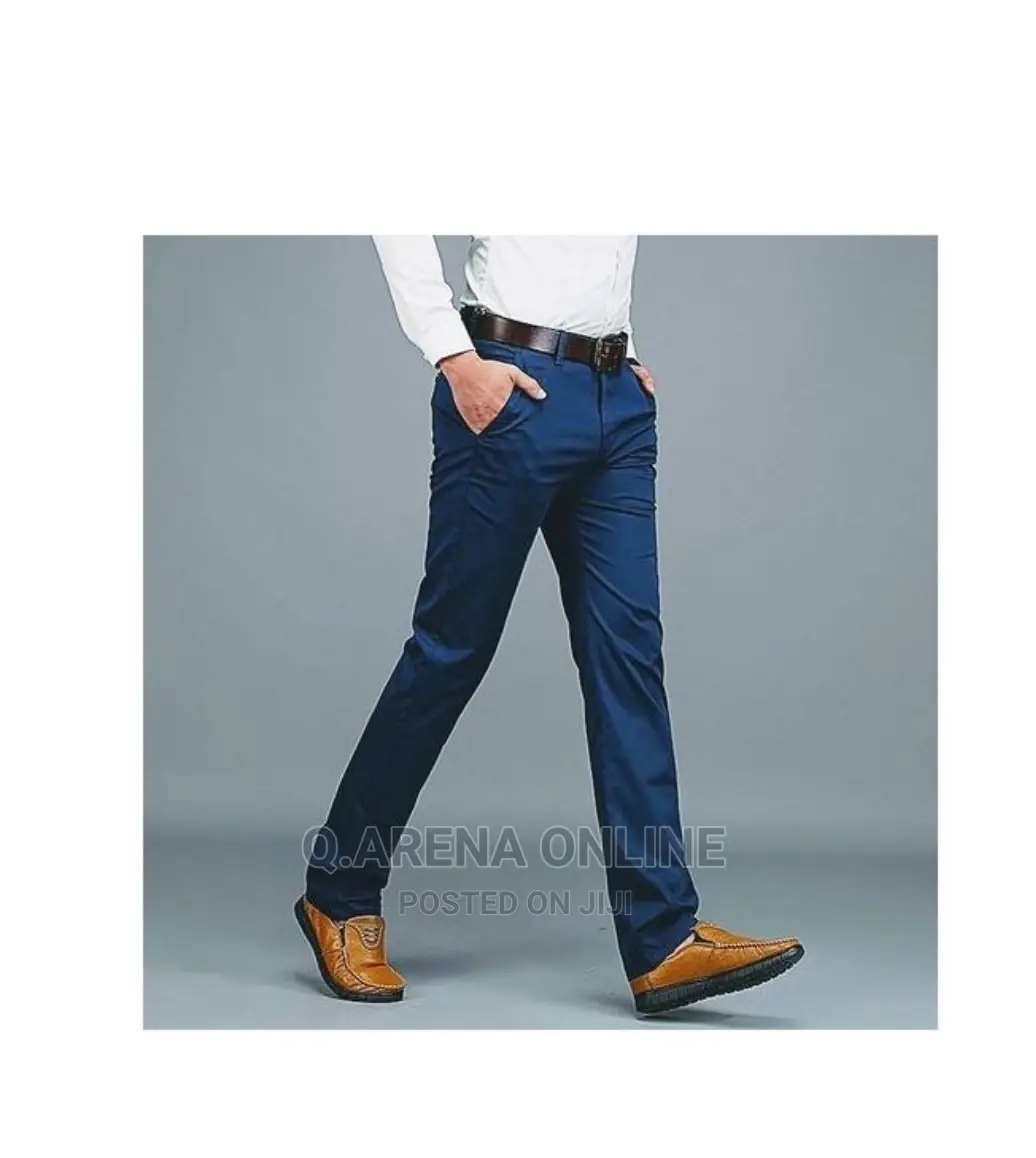Men's Stretcher Khaki Trousers- Black,Navy Blue,Grey Brown