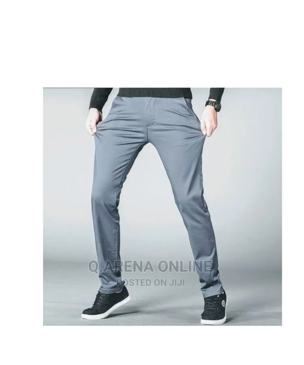 Men's Stretcher Khaki Trousers- Black,Navy Blue,Grey Brown