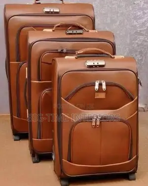 3in1 Leather Brown Suitcase Set