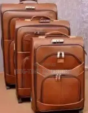 3in1 Leather Brown Suitcase Set