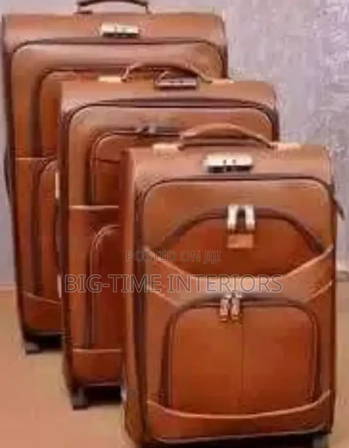 3in1 Leather Brown Suitcase Set