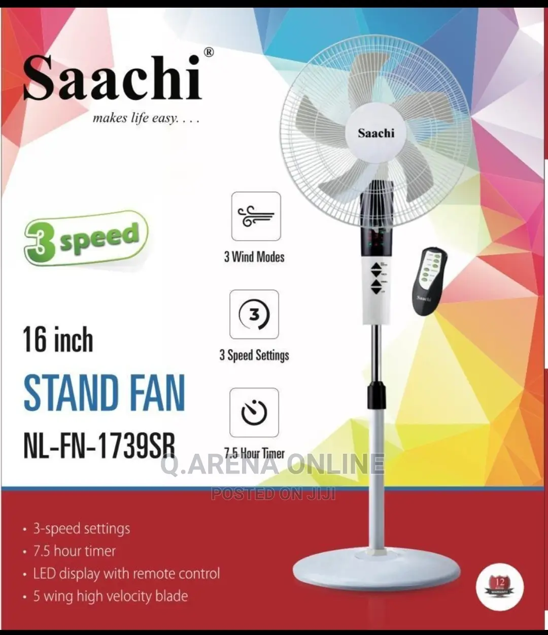 Remote Fan 16 Inches Saachi 1739SR