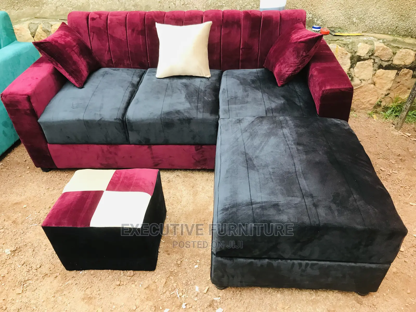 Mini Gray and Black L Sofa