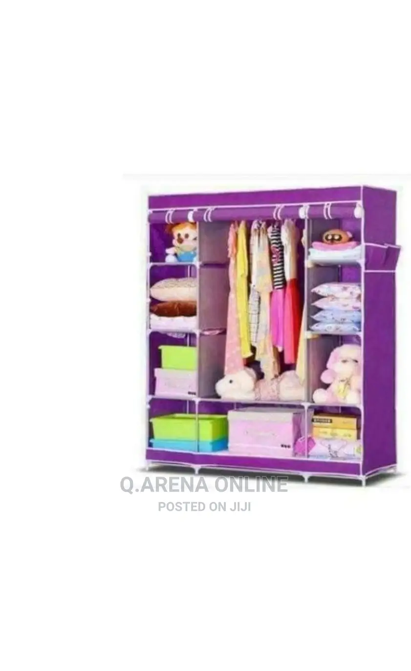 3 Column Cloth Frame Portable Wardrobe Purple,Maroon,Pink.