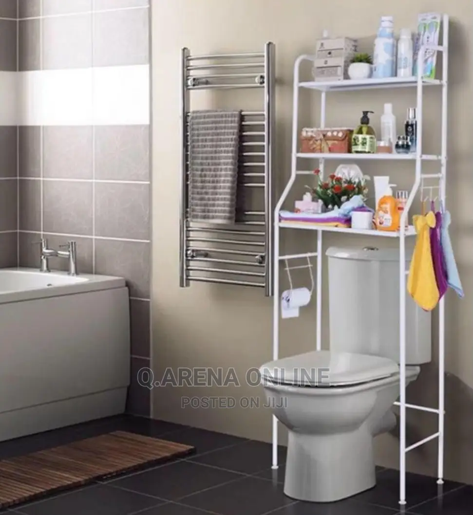 Bathroom Over Toilet Storage Rack Organizer-White