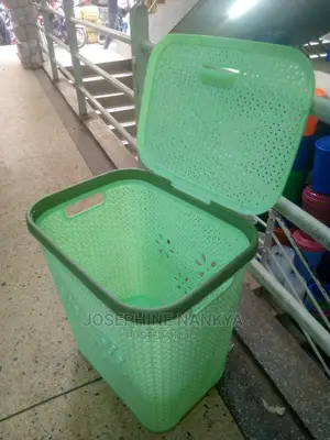 Loundry Basket With Cover, Green
