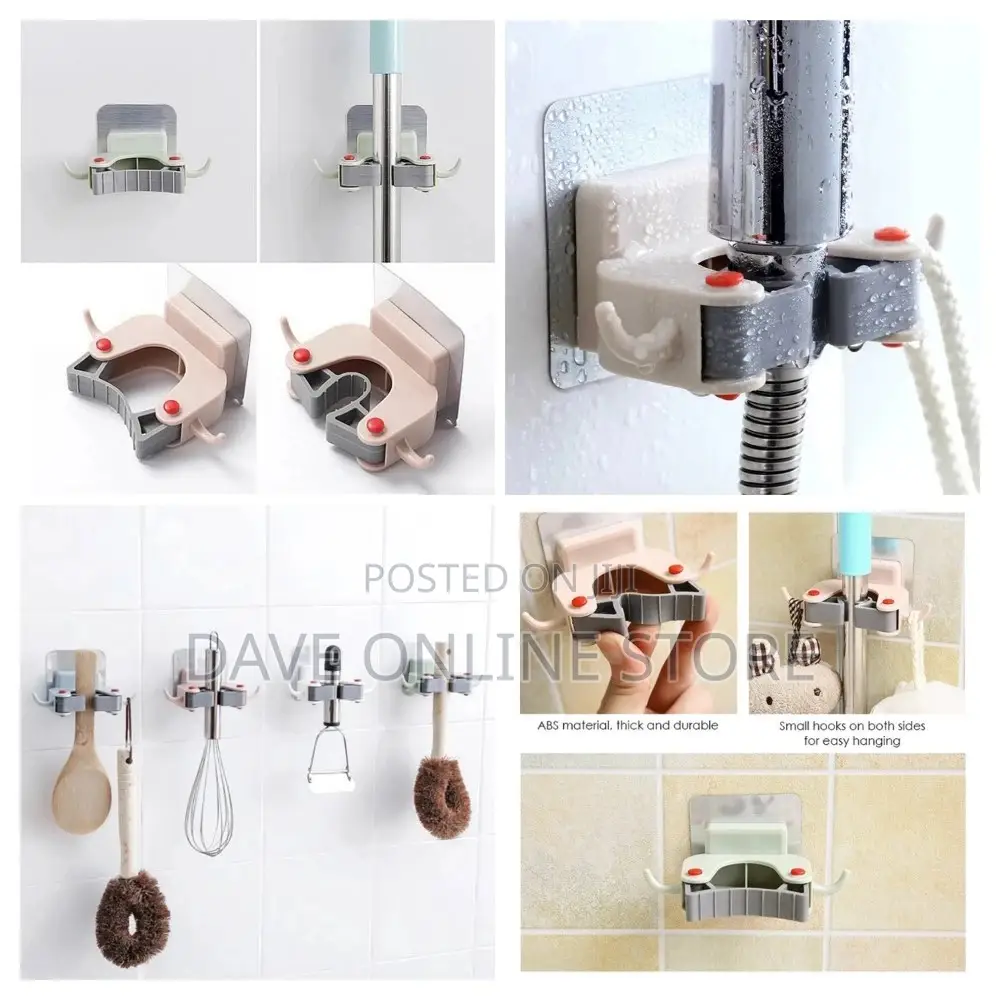Wall Mounted Mop Broom Hook Hanger Storage Clip Rack Holder