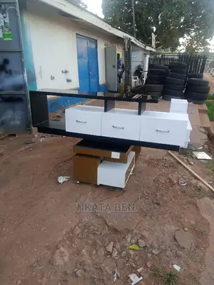Black Abd White Glassed Tv Stand 6feet Long