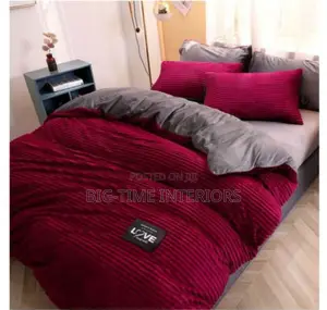 4pieces Coral Velvet Duvet- Maroon