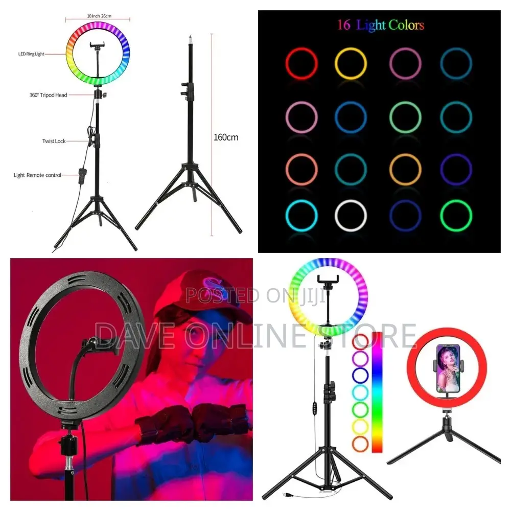 26cm Colorful RGB Ring Light With Stand Phone Tripod