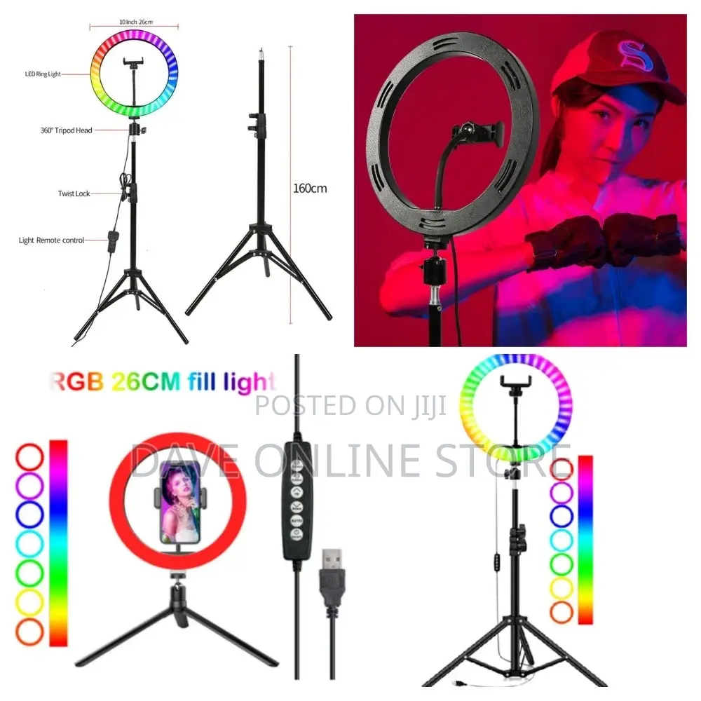 LED Selfie Light Ring Rgb Coloured (Rgb Mj26, 10 Inch, .