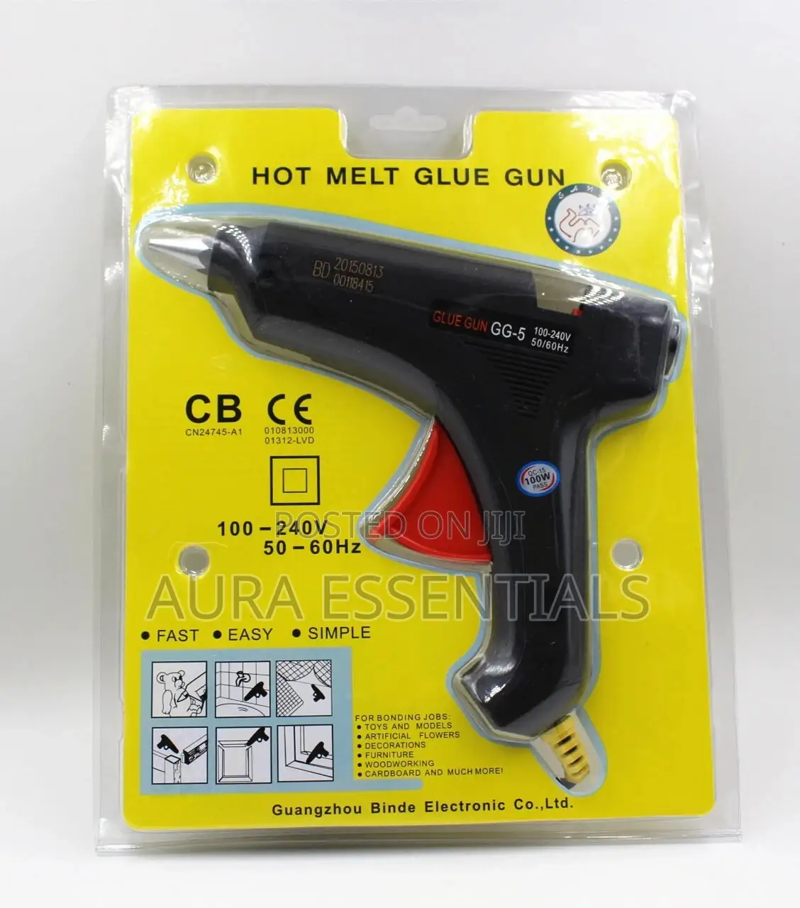 100w Black Glue Gun With Yellow Stick