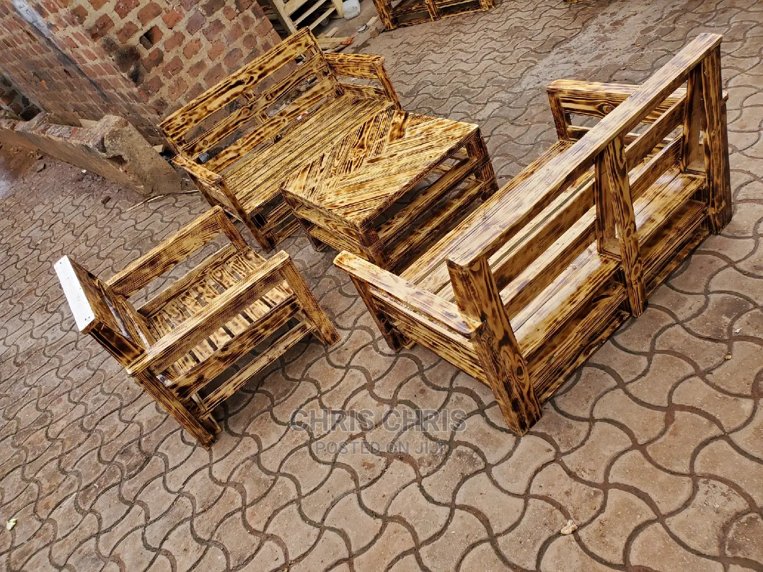 Gas Burnt Pallet Chairs