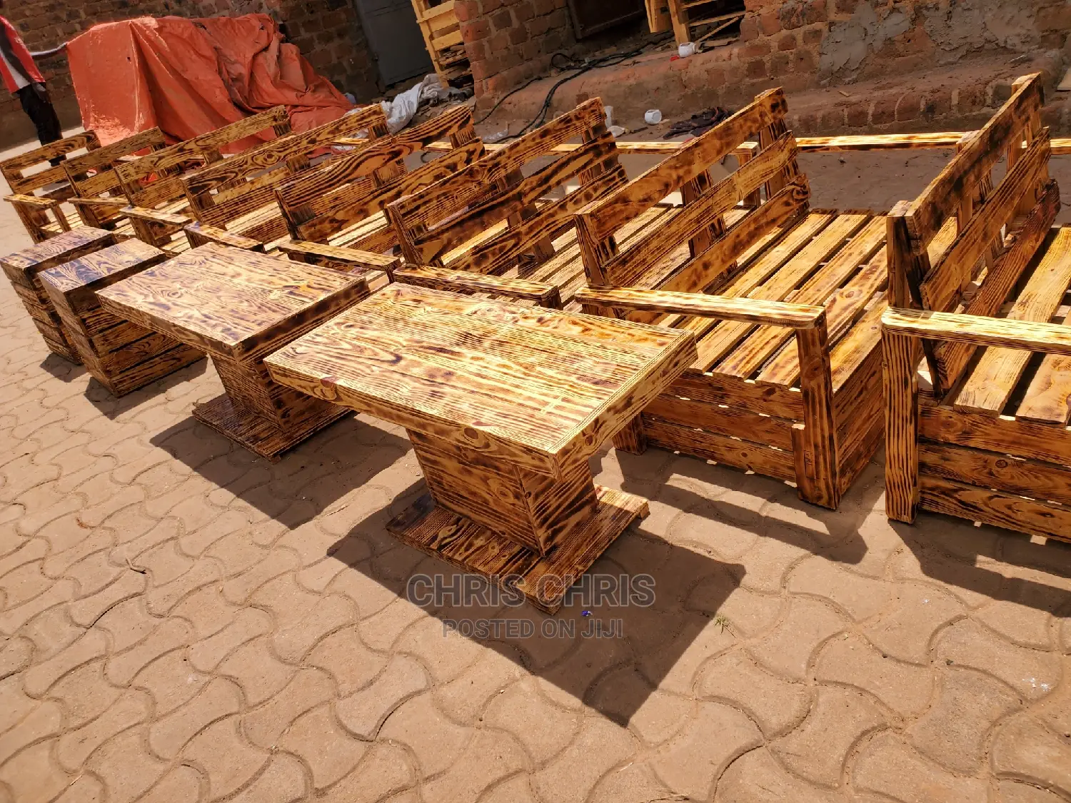 Gas Burnt Pallet Chairs