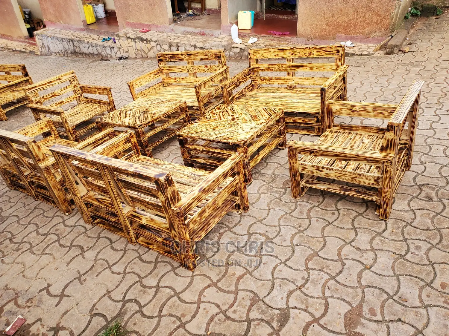 Gas Burnt Pallet Chairs