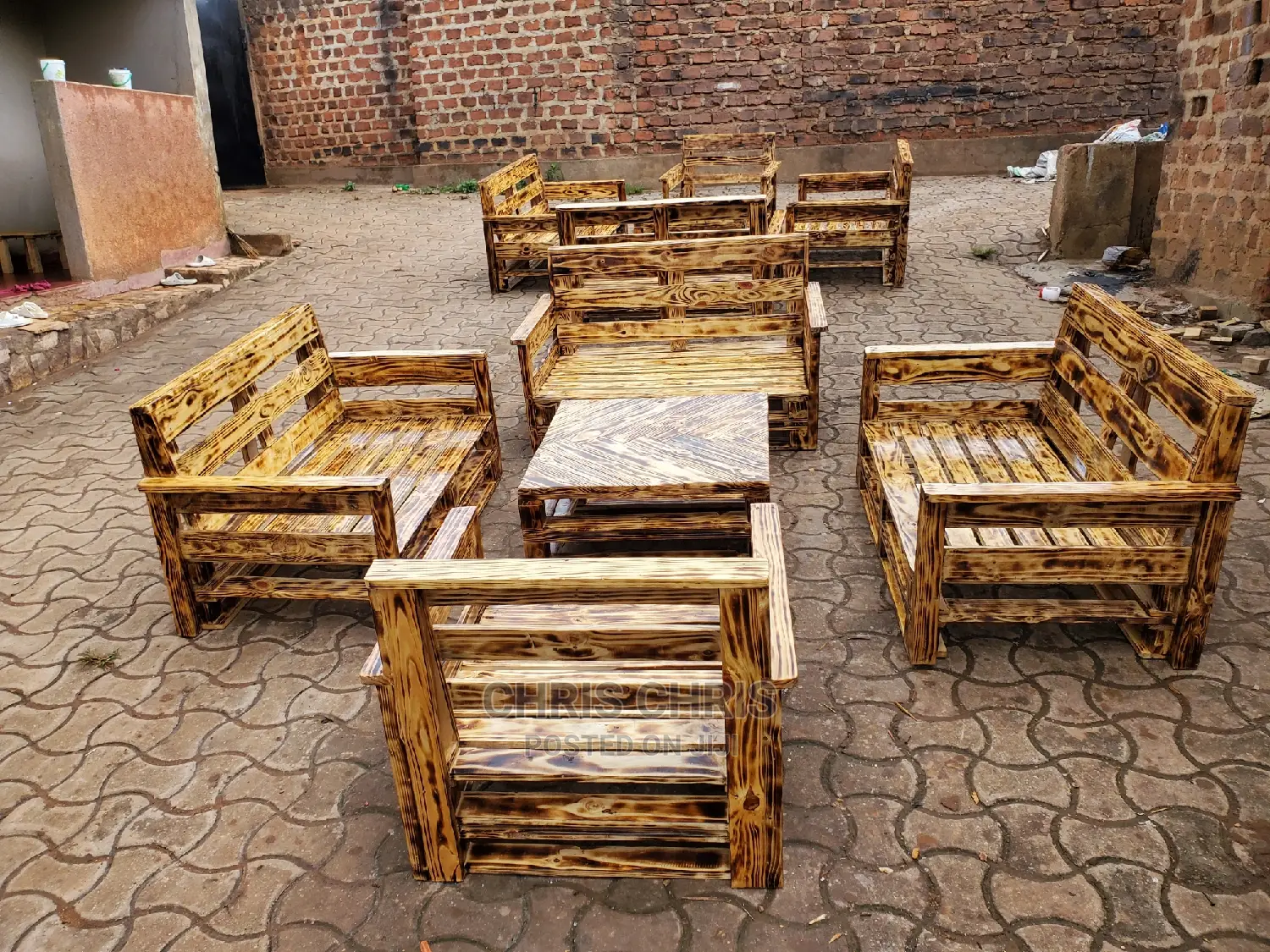 Gas Burnt Pallet Chairs
